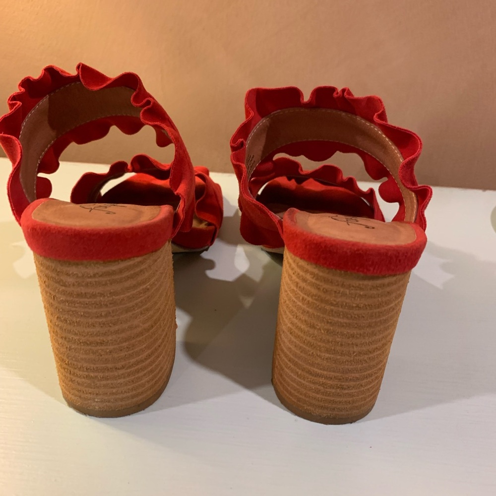 Free People Red Ruffle slides - Picture 4 of 6